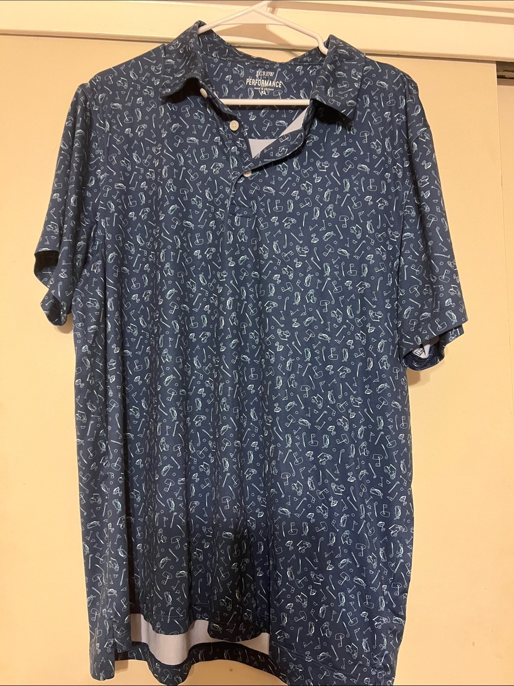 J. Crew Navy Performance Golf Motif Polo